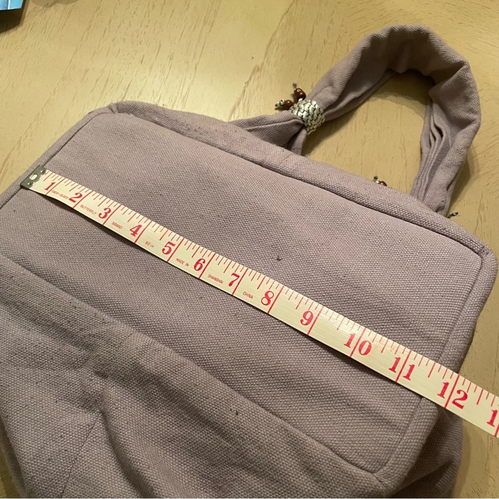 Soft Gray lilac Purple Boho Slouchy Tote with Sequin and Embroidered Details - Picture 10 of 12
